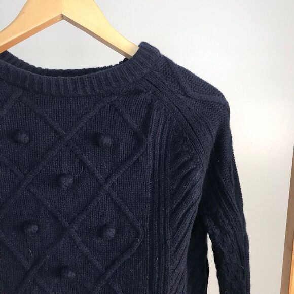 J. Crew • Wool Cable Knit Pom Pom Sweater - Picture 2 of 6